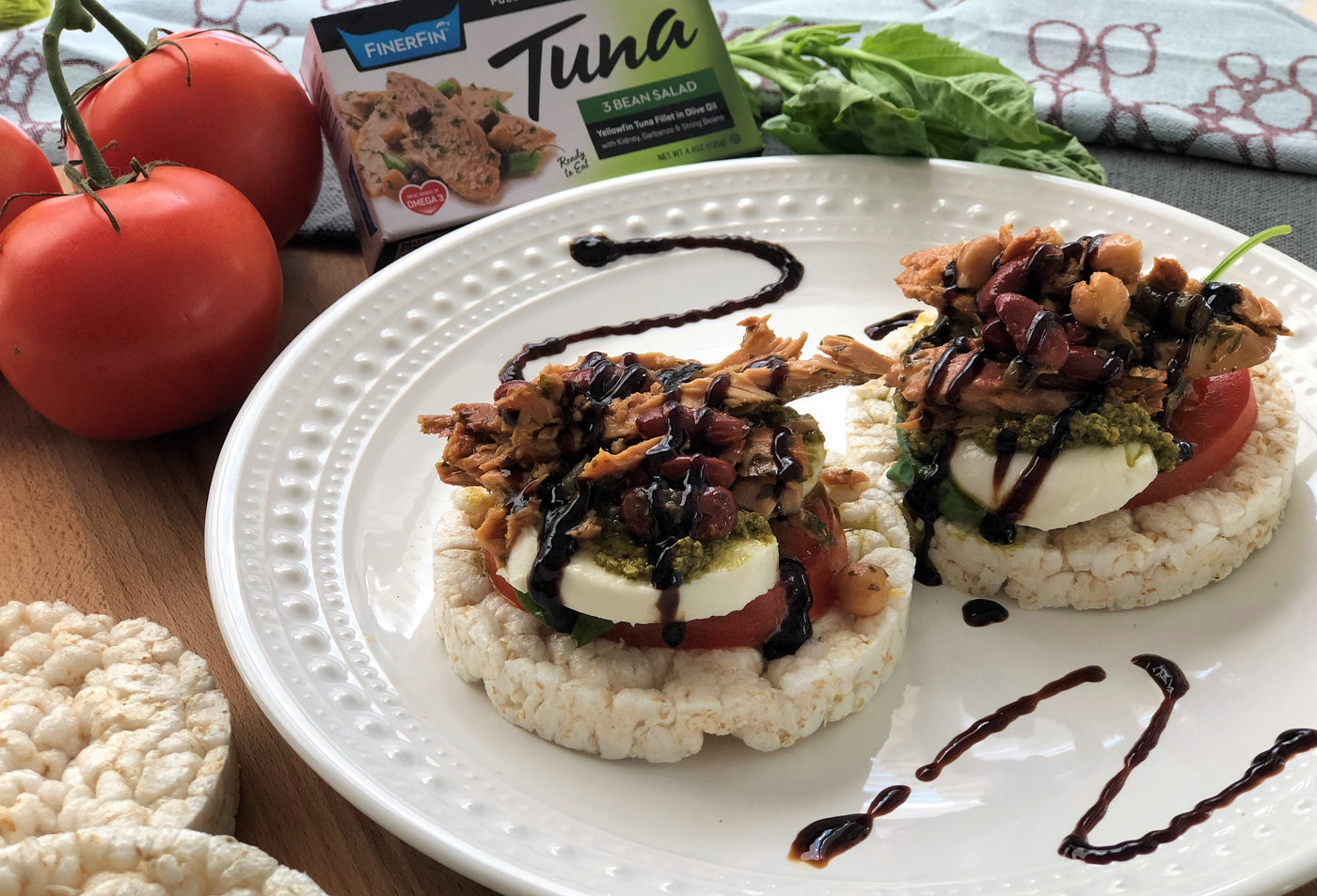 Caprese Salad Rice Cake open sandwich