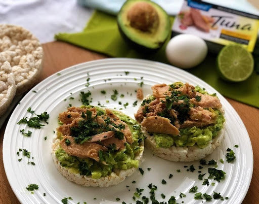 Avocado Salad Rice Cake open sandwich