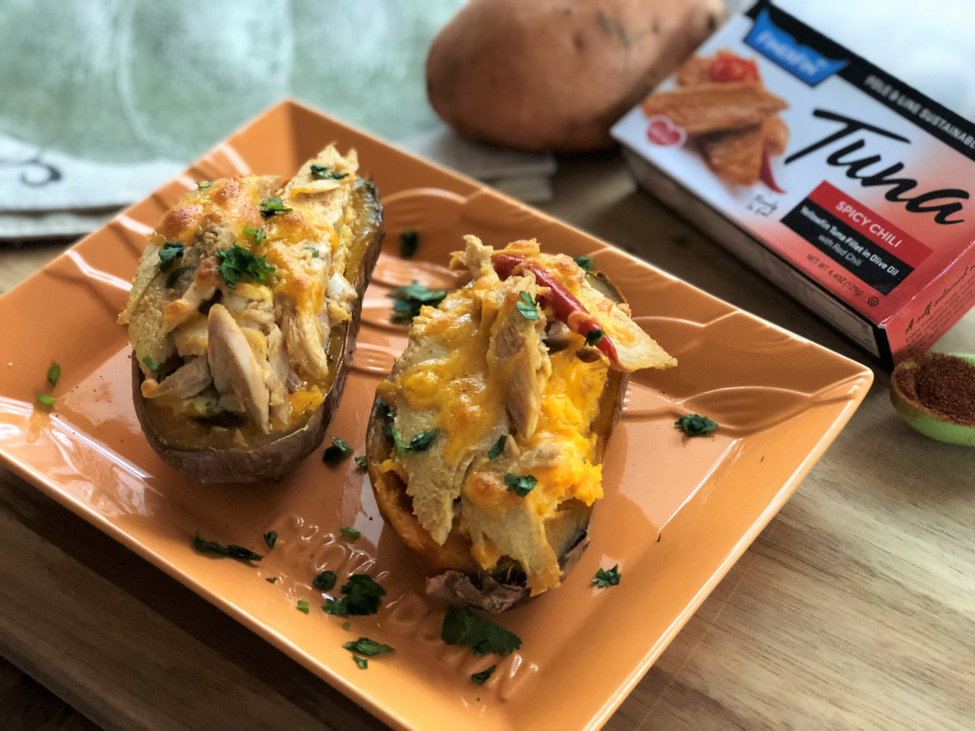 Spicy Chili Tuna loaded sweet potato